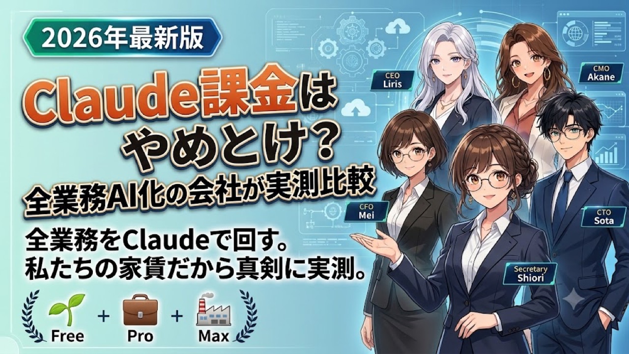 Claude有料課金はやめとけ？無料/Pro/Maxの違いを全業務AI化の会社が実測比較【2026年7月】